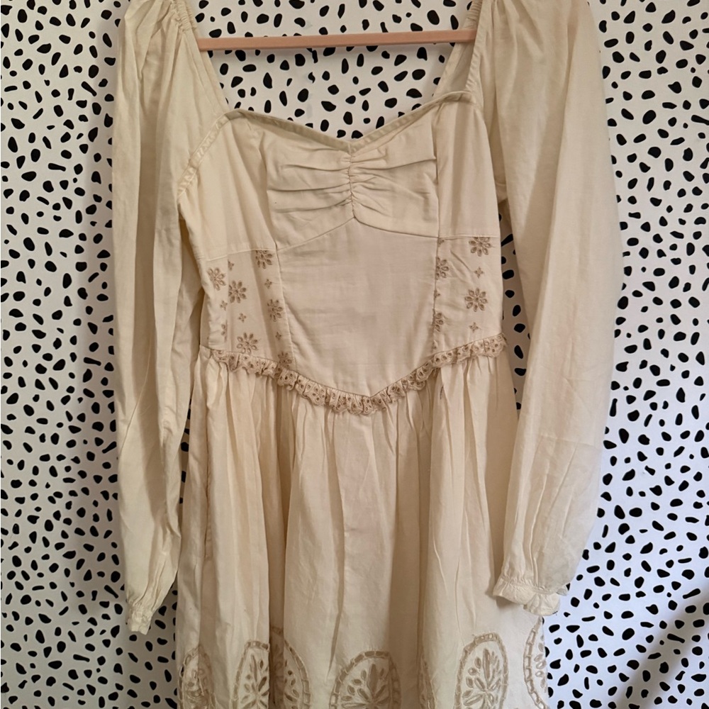 American Eagle Outfitters Tan Long Sleeve Sundress